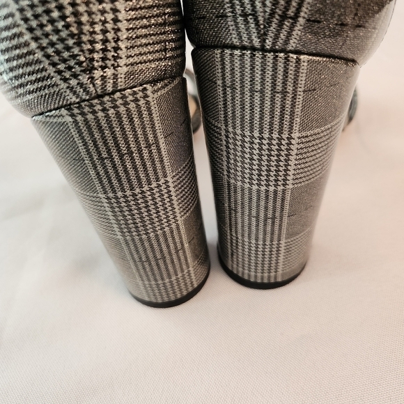 Sam Edelman Yaro  Pewter Plaid Ankle Strap Heeled Sandal Shoes Size 11 - Picture 4 of 14